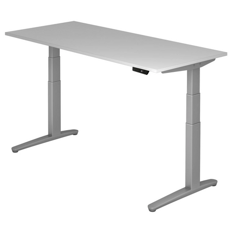 Scrivania regolabile elettricamente in altezza XBHM 19 SS in grigio con pannello di controllo digitale di hjh OFFICE PRO