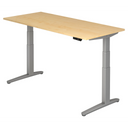 Scrivania regolabile elettricamente in altezza XBHM 19 SS in acero con struttura grigia di hjh OFFICE PRO