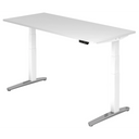 Scrivania regolabile elettricamente in altezza XBHM 19 WC in bianco con display digitale di hjh OFFICE PRO