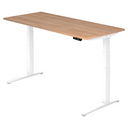 Scrivania ad altezza regolabile elettricamente XBHM 19 WW con piano in noce e struttura bianca di hjh OFFICE PRO