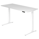 Scrivania regolabile elettricamente in altezza XBHM 19 WW in bianco con display digitale di hjh OFFICE PRO