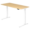 Scrivania regolabile elettricamente in altezza XBHM 19 WW in acero con struttura bianca di hjh OFFICE PRO