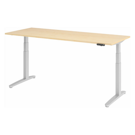 Scrivania ad altezza regolabile elettricamente XBHM 20 SS in acero con struttura grigio chiaro e pannello di controllo di hjh OFFICE PRO