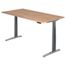 Scrivania regolabile elettricamente in altezza XBHM 2E GC in aspetto noce con gambe grigie di hjh OFFICE PRO