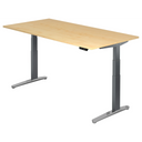 Scrivania regolabile elettricamente in altezza XBHM 2E GC in acero con gambe grigie di hjh OFFICE PRO