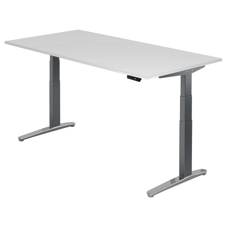 Scrivania regolabile elettricamente in altezza XBHM 2E GC con piano bianco di hjh OFFICE PRO