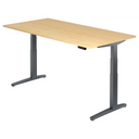 Scrivania regolabile elettricamente in altezza XBHM 2E GG in acero con gambe grigie di hjh OFFICE PRO