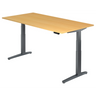 Scrivania regolabile elettricamente in altezza XBHM 2E GG in faggio con struttura grigia di hjh OFFICE PRO