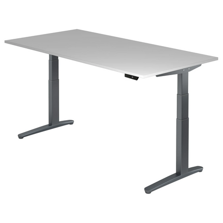 Scrivania regolabile elettricamente in altezza XBHM 2E GG in grigio con un ampio piano di hjh OFFICE PRO