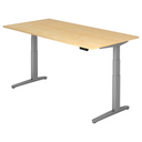 Scrivania ad altezza regolabile elettricamente XBHM 2E SS in acero con gambe grigie di hjh OFFICE PRO
