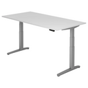 Scrivania regolabile elettricamente in altezza XBHM 2E SS con piano bianco e struttura grigia di hjh OFFICE PRO