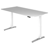 Scrivania regolabile elettricamente in altezza XBHM 2E WC in grigio con struttura bianca di hjh OFFICE PRO