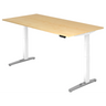 Scrivania ad altezza regolabile elettricamente XBHM 2E WC in acero con gambe bianche di hjh OFFICE PRO