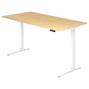 Scrivania ad altezza regolabile elettricamente XBHM 2E WW in acero con struttura bianca di hjh OFFICE PRO