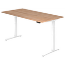 Scrivania regolabile elettricamente in altezza XBHM 2E WW con piano in noce e struttura bianca di hjh OFFICE PRO