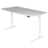 Scrivania regolabile elettricamente in altezza XBHM 2E WW in grigio con struttura bianca di hjh OFFICE PRO