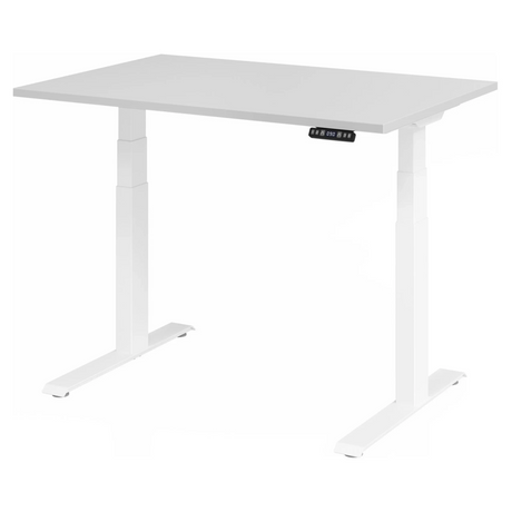 Scrivania regolabile elettricamente in altezza XDKB 12 W in grigio con pannello di controllo digitale di hjh OFFICE PRO