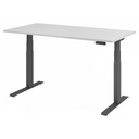 Scrivania regolabile elettricamente in altezza XDKB 16 G con piano grigio e struttura nera di hjh OFFICE PRO