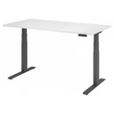 Scrivania regolabile elettricamente in altezza XDKB 16 G con piano bianco e struttura nera di hjh OFFICE PRO