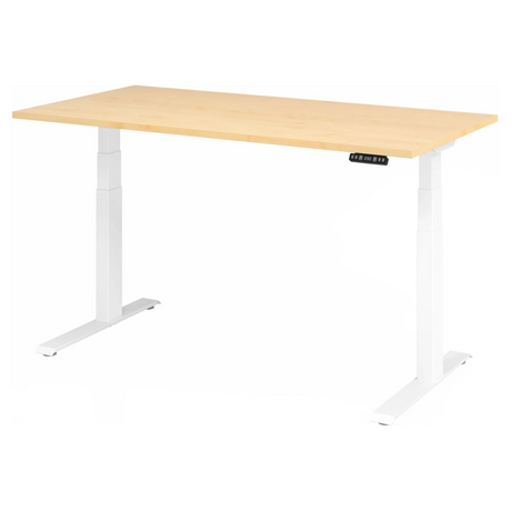 Scrivania regolabile elettricamente in altezza XDKB 16 W in acero con struttura bianca di hjh OFFICE PRO
