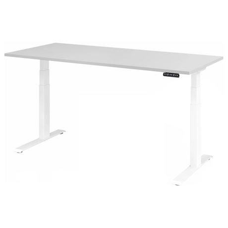 Scrivania regolabile elettricamente in altezza XDKB 19 W in grigio con pannello di controllo digitale di hjh OFFICE PRO