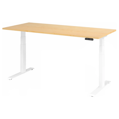 Scrivania regolabile elettricamente in altezza XDKB 19 W in acero con struttura bianca di hjh OFFICE PRO