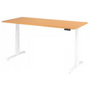 Scrivania regolabile elettricamente in altezza XDKB 19 W con piano color faggio e struttura bianca di hjh OFFICE PRO