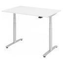 Scrivania regolabile in altezza elettricamente XDLR 12 S in bianco con due piedi a T di hjh OFFICE PRO