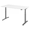 Scrivania regolabile elettricamente in altezza XDLR 16 G con piano bianco e gambe grigie di hjh OFFICE PRO
