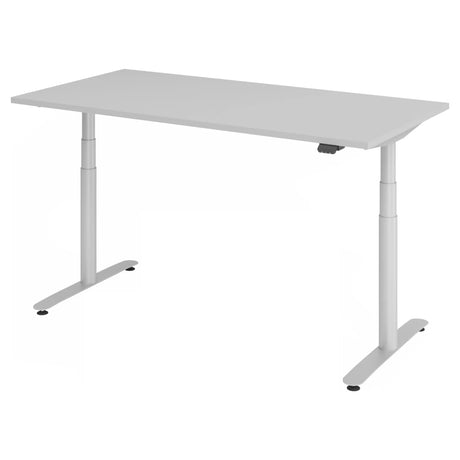 Scrivania regolabile elettricamente in altezza XDLR 16 S in grigio con due piedi a T di hjh OFFICE PRO