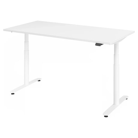 Scrivania regolabile elettricamente in altezza XDLR 16 W in bianco con piano rettangolare di hjh OFFICE PRO