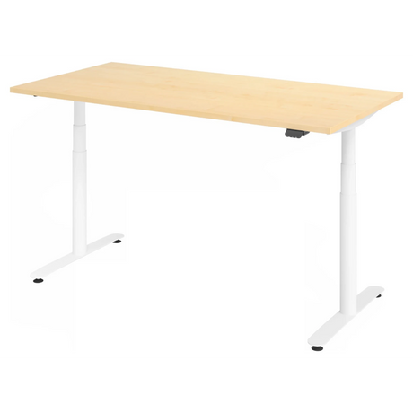 Scrivania regolabile elettricamente in altezza XDLR 16 W in acero con struttura bianca di hjh OFFICE PRO