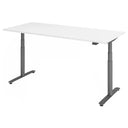 Scrivania regolabile elettricamente in altezza XDLR 19 G con piano bianco e struttura grigia di hjh OFFICE PRO