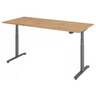 Scrivania ad altezza regolabile elettricamente XDLR 19 G con piano in rovere rustico e gambe grigie di hjh OFFICE PRO