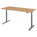 Scrivania ad altezza regolabile elettricamente XDLR 19 G con piano in rovere rustico e gambe grigie di hjh OFFICE PRO