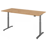 Scrivania ad altezza regolabile elettricamente XDLR 19 G con piano in rovere rustico e gambe grigie di hjh OFFICE PRO