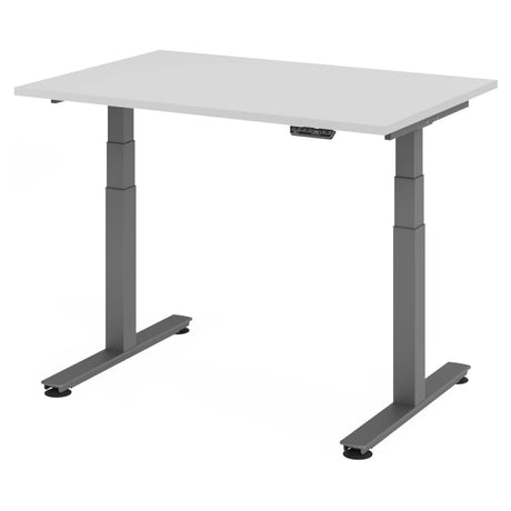 Scrivania regolabile elettricamente in altezza XDSM 12 G in grigio con piano bianco di hjh OFFICE PRO