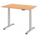 Scrivania ad altezza regolabile elettricamente XDSM 12 S in faggio con struttura grigia di hjh OFFICE PRO