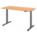 Scrivania ad altezza regolabile elettricamente XDSM 16 G in faggio con struttura grigia di hjh OFFICE PRO