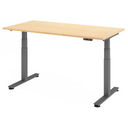 Scrivania regolabile elettricamente in altezza XDSM 16 G con piano in legno d'acero e gambe grigie di hjh OFFICE PRO