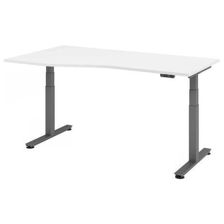 Scrivania regolabile elettricamente in altezza XDSM 18 G con piano bianco e struttura grigia di hjh OFFICE PRO