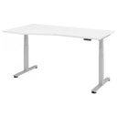 Scrivania regolabile elettricamente in altezza XDSM 18 S in bianco con piano curvo di hjh OFFICE PRO