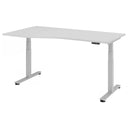Scrivania regolabile elettricamente in altezza XDSM 18 S in grigio con piano curvo di hjh OFFICE PRO
