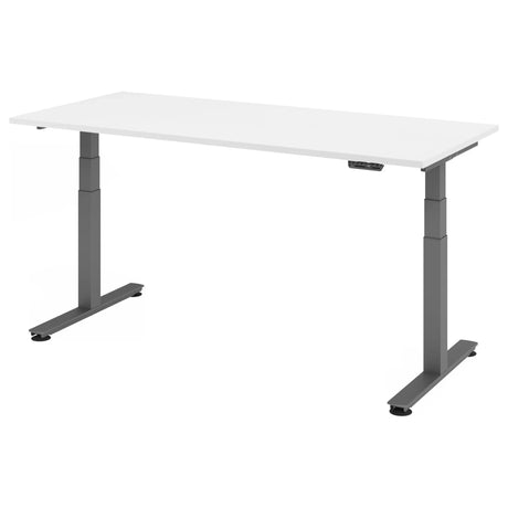 Scrivania regolabile elettricamente in altezza XDSM 19 G con piano bianco e gambe grigie di hjh OFFICE PRO