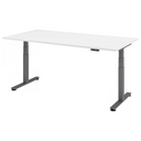 Scrivania regolabile elettricamente in altezza XDSM 2E G con piano bianco e struttura grigia di hjh OFFICE PRO