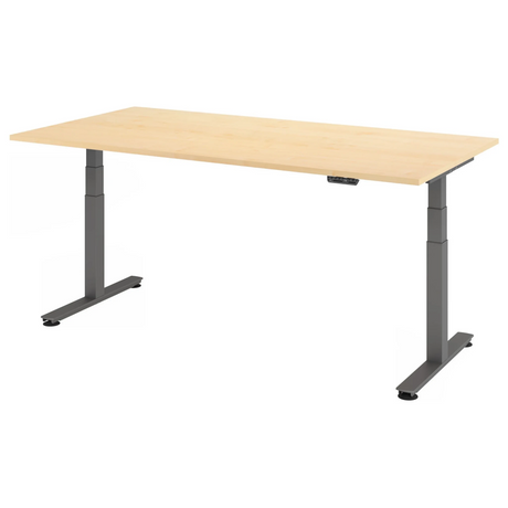 Scrivania regolabile in altezza elettricamente XDSM 2E G in acero con struttura grigia di hjh OFFICE PRO