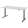 Scrivania regolabile elettricamente in altezza XDSM 2E G in grigio con piano bianco di hjh OFFICE PRO