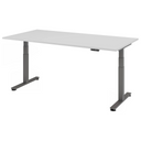 Scrivania regolabile elettricamente in altezza XDSM 2E G in grigio con piano bianco di hjh OFFICE PRO