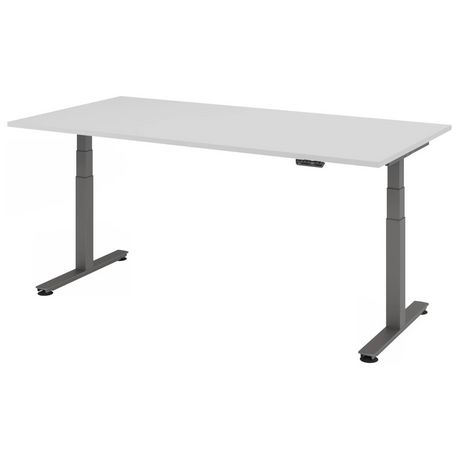 Scrivania regolabile elettricamente in altezza XDSM 2E G in grigio con piano bianco di hjh OFFICE PRO