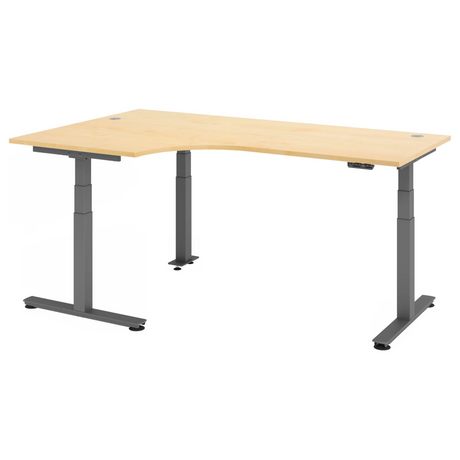 Scrivania regolabile elettricamente in altezza XDSM 82 G in acero con piano a L di hjh OFFICE PRO